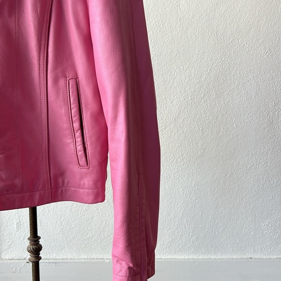 Y2K Pink Wilson's Leather Moto Biker Jacket Size Medium - Picture 3 of 4